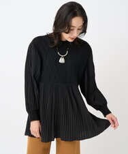 PZFJB48290 GEORGES RECH(ジョルジュ・レッシュ) プリーツ切替ケーブルチュニックニット ブラック