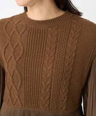 PZFJB48290 GEORGES RECH(ジョルジュ・レッシュ) プリーツ切替ケーブルチュニックニット ブラック