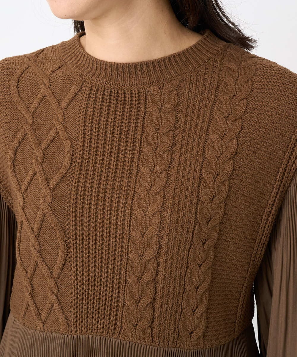 PZFJB48290 GEORGES RECH(ジョルジュ・レッシュ) プリーツ切替ケーブルチュニックニット ブラック