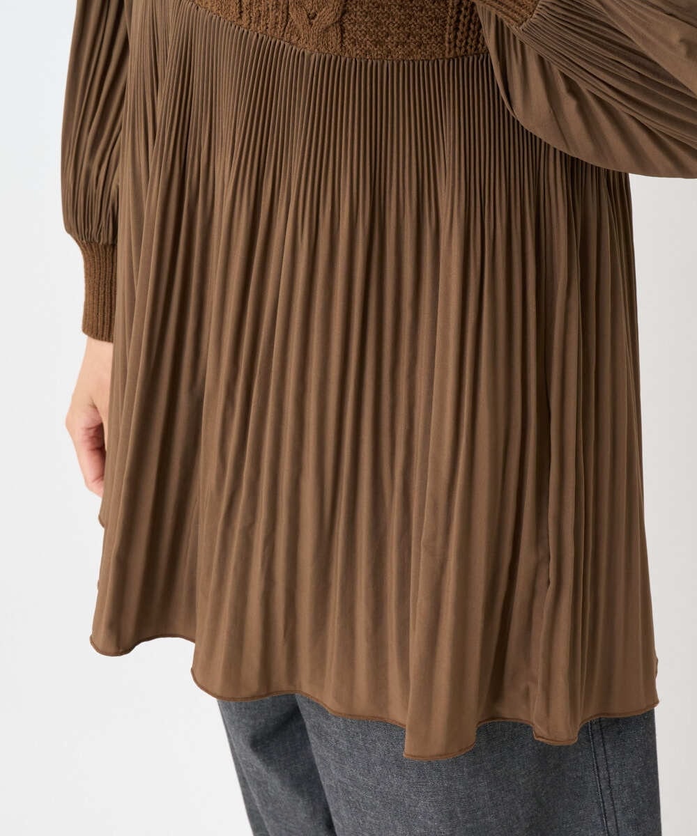 PZFJB48290 GEORGES RECH(ジョルジュ・レッシュ) プリーツ切替ケーブルチュニックニット ブラック