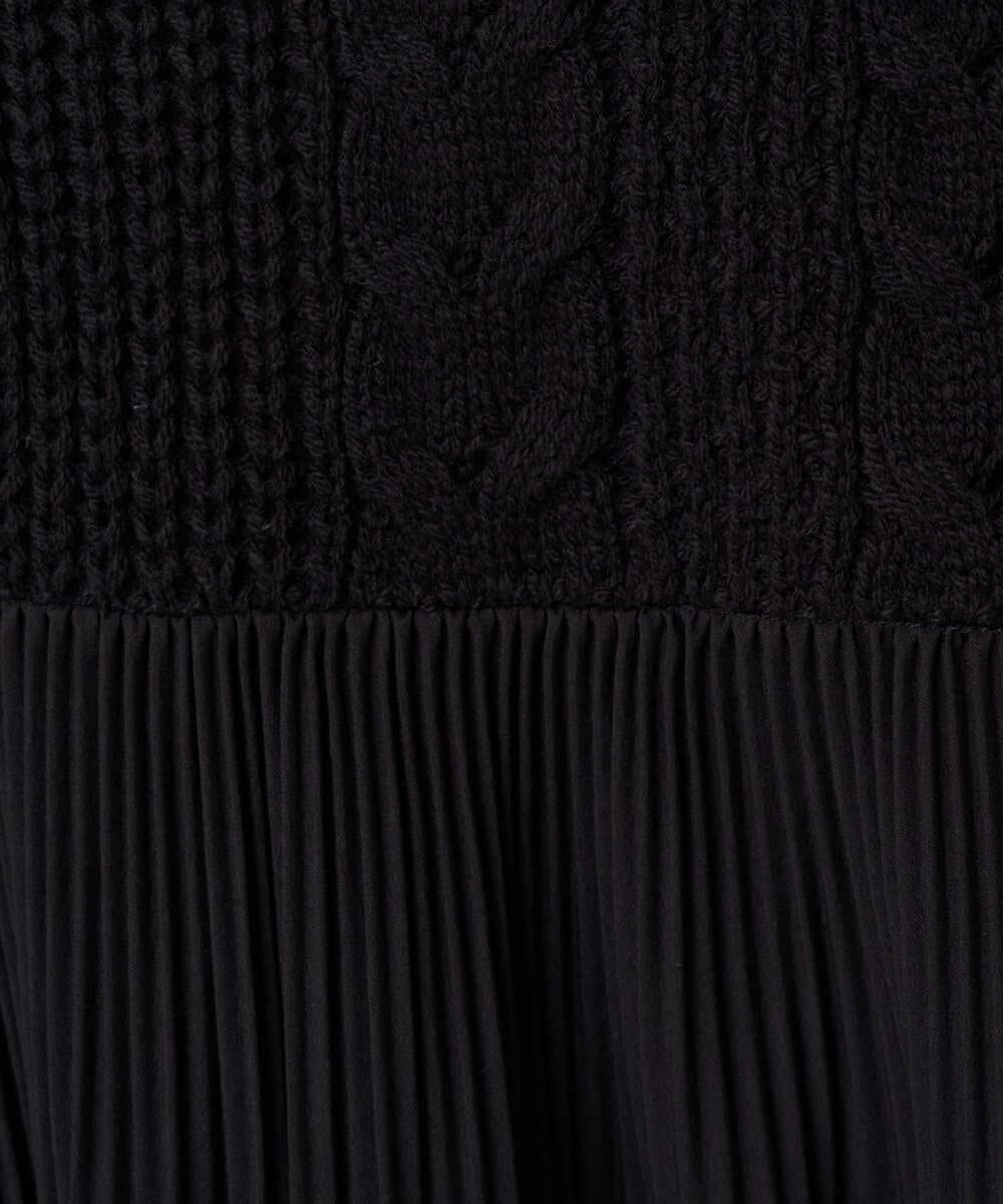 PZFJB48290 GEORGES RECH(ジョルジュ・レッシュ) プリーツ切替ケーブルチュニックニット ブラック