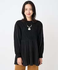 PZFJB48290 GEORGES RECH(ジョルジュ・レッシュ) プリーツ切替ケーブルチュニックニット ブラック