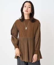 PZFJB48290 GEORGES RECH(ジョルジュ・レッシュ) プリーツ切替ケーブルチュニックニット ブラック