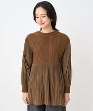 PZFJB48290 GEORGES RECH(ジョルジュ・レッシュ) プリーツ切替ケーブルチュニックニット ブラック