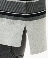 PZFJE17290 GEORGES RECH(ジョルジュ・レッシュ) スキッパーカラーマルチボーダーミラノリブニット ライトグレー系