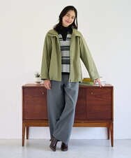 PZFJE17290 GEORGES RECH(ジョルジュ・レッシュ) スキッパーカラーマルチボーダーミラノリブニット ライトグレー系