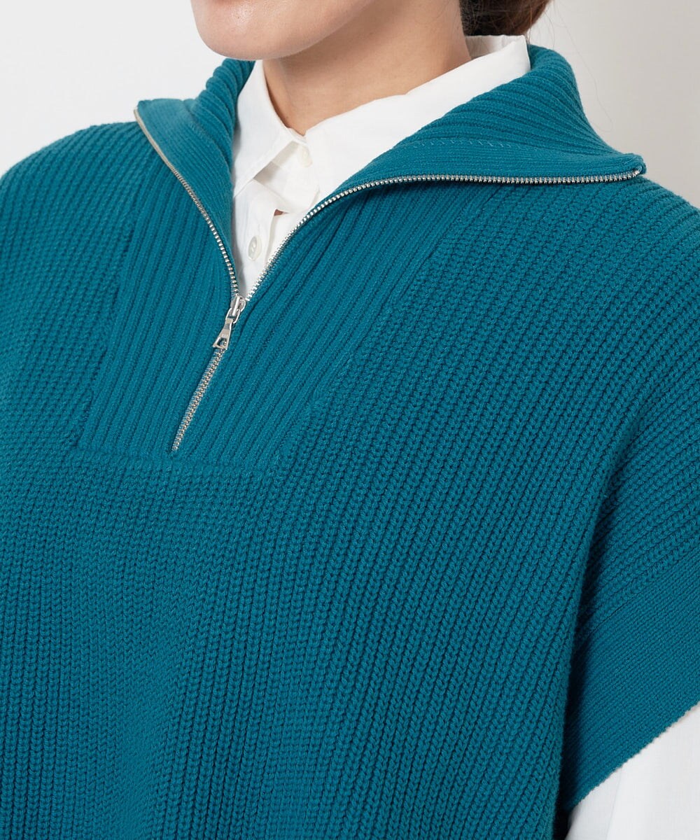 PZFJS17230 GEORGES RECH(ジョルジュ・レッシュ) ハーフジップ片畦ニットベスト ブルー