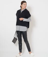 PZFJS17230 GEORGES RECH(ジョルジュ・レッシュ) ハーフジップ片畦ニットベスト ブルー