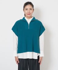 PZFJS17230 GEORGES RECH(ジョルジュ・レッシュ) ハーフジップ片畦ニットベスト ブルー
