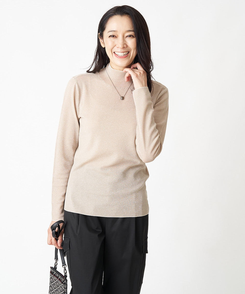 PZFJS39230 GEORGES RECH(ジョルジュ・レッシュ) プレーディングラメハイネックニット アイボリー