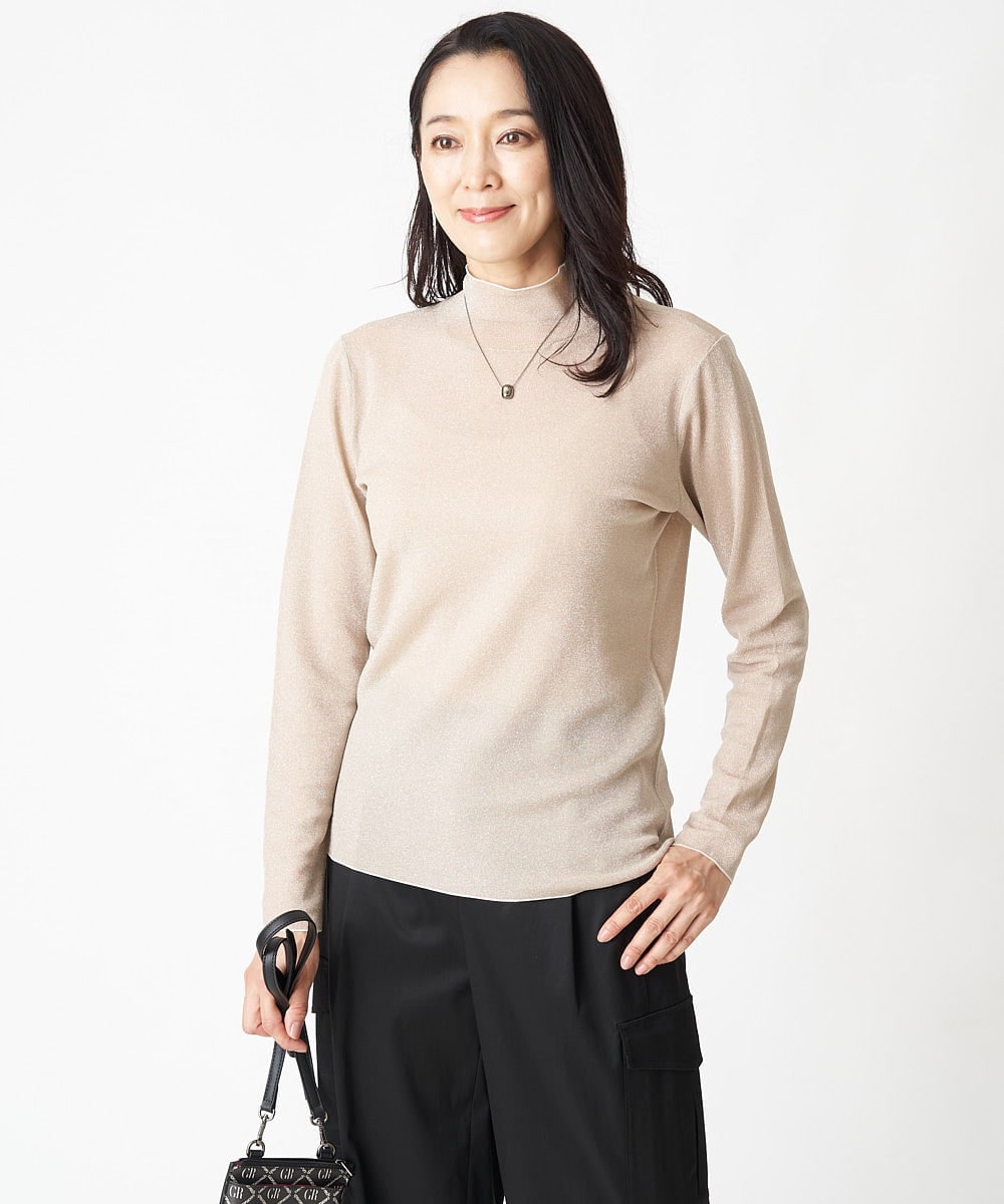 PZFJS39230 GEORGES RECH(ジョルジュ・レッシュ) プレーディングラメハイネックニット アイボリー