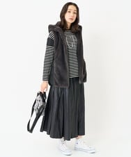 PZHAB23390 GEORGES RECH(ジョルジュ・レッシュ)  [日本製]エコソフトレザーギャザースカート ブラック