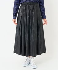 PZHAB23390 GEORGES RECH(ジョルジュ・レッシュ)  [日本製]エコソフトレザーギャザースカート ブラック