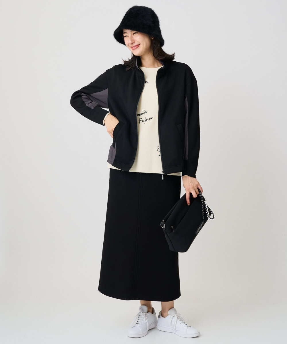 PZHAD01230 GEORGES RECH(ジョルジュ・レッシュ) ストレッチダンボールセミタイトスカート ブラック