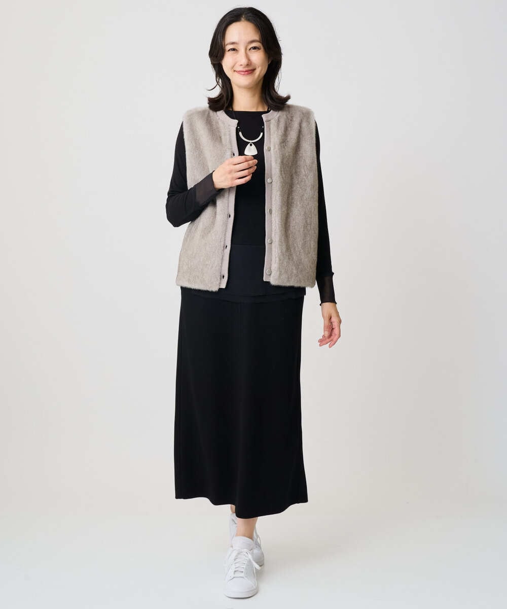 PZHAD01230 GEORGES RECH(ジョルジュ・レッシュ) ストレッチダンボールセミタイトスカート ブラック