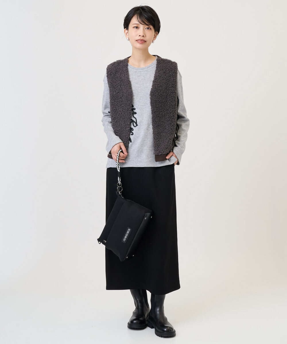 PZHAD01230 GEORGES RECH(ジョルジュ・レッシュ) ストレッチダンボールセミタイトスカート ブラック