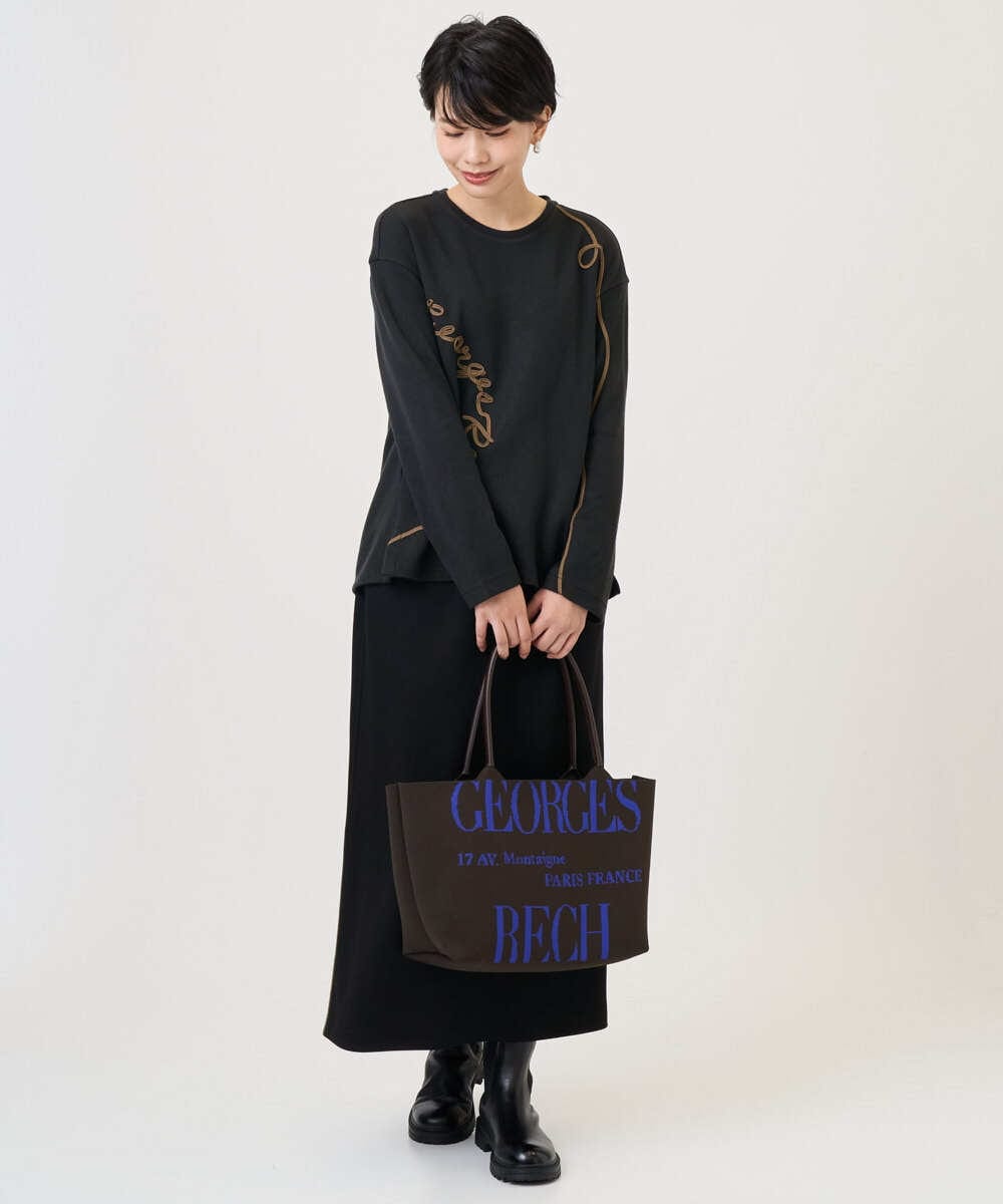 PZHAD01230 GEORGES RECH(ジョルジュ・レッシュ) ストレッチダンボールセミタイトスカート ブラック