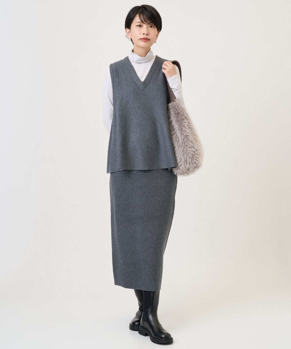 PZHAD33230 GEORGES RECH(ジョルジュ・レッシュ)  [セットアップ対応]ニットタイトスカート ライトグレー