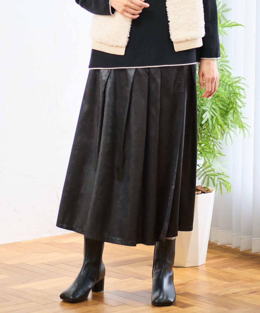 PZHAD40330 GEORGES RECH フェイクレザーランダムタックスカート
