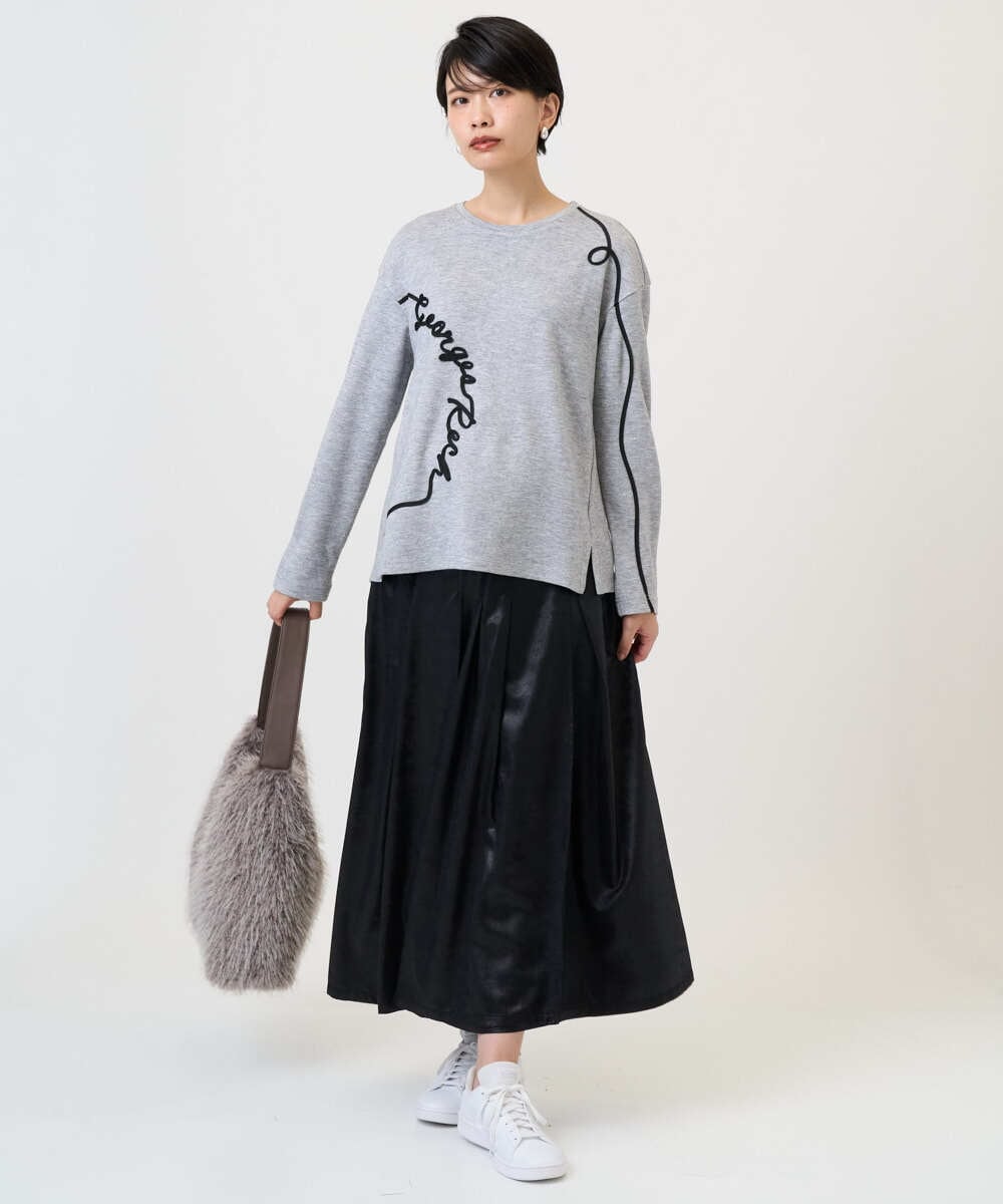 PZHAD40330 GEORGES RECH(ジョルジュ・レッシュ) フェイクレザーランダムタックスカート ブラック