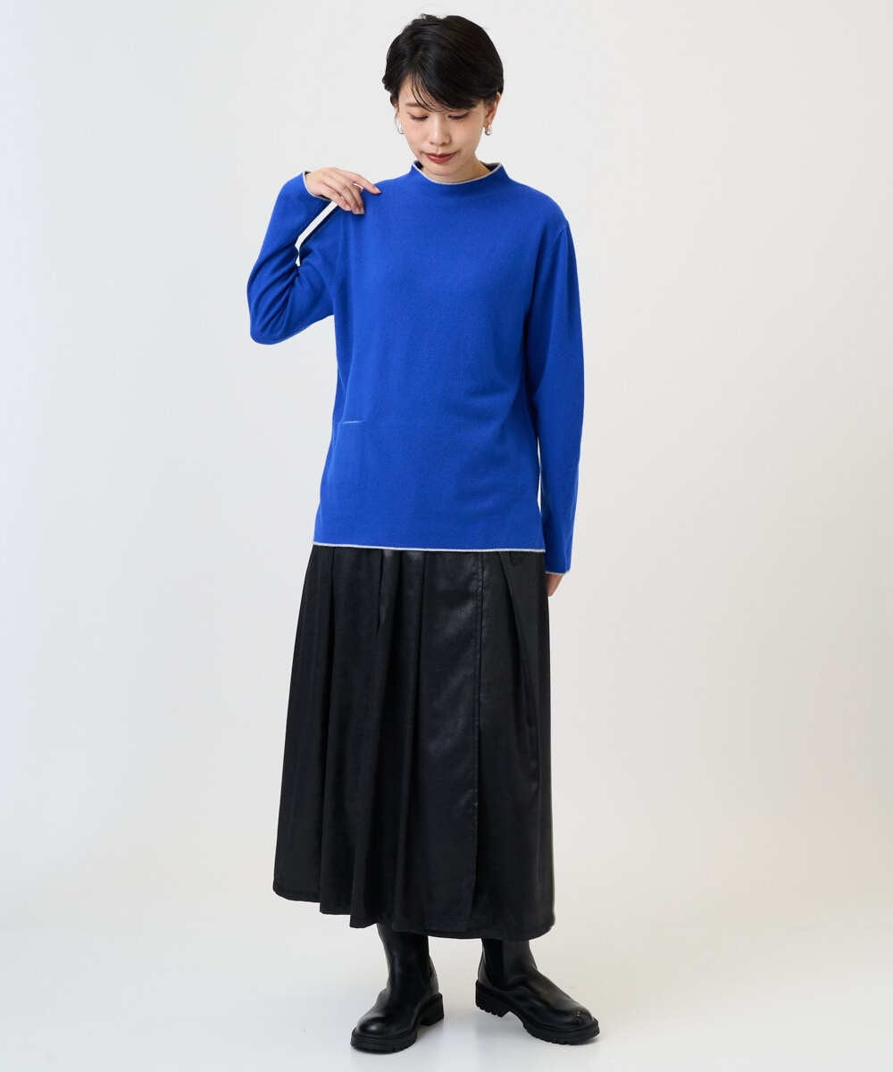 PZHAD40330 GEORGES RECH(ジョルジュ・レッシュ) フェイクレザーランダムタックスカート ブラック