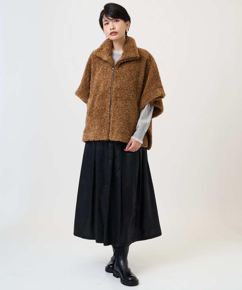 PZHAD40330 GEORGES RECH(ジョルジュ・レッシュ) フェイクレザーランダムタックスカート ブラック