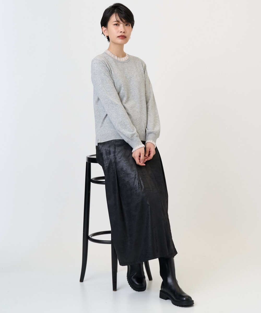 PZHAD40330 GEORGES RECH(ジョルジュ・レッシュ) フェイクレザーランダムタックスカート ブラック