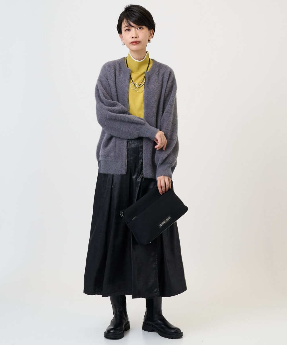 PZHAD40330 GEORGES RECH(ジョルジュ・レッシュ) フェイクレザーランダムタックスカート ブラック