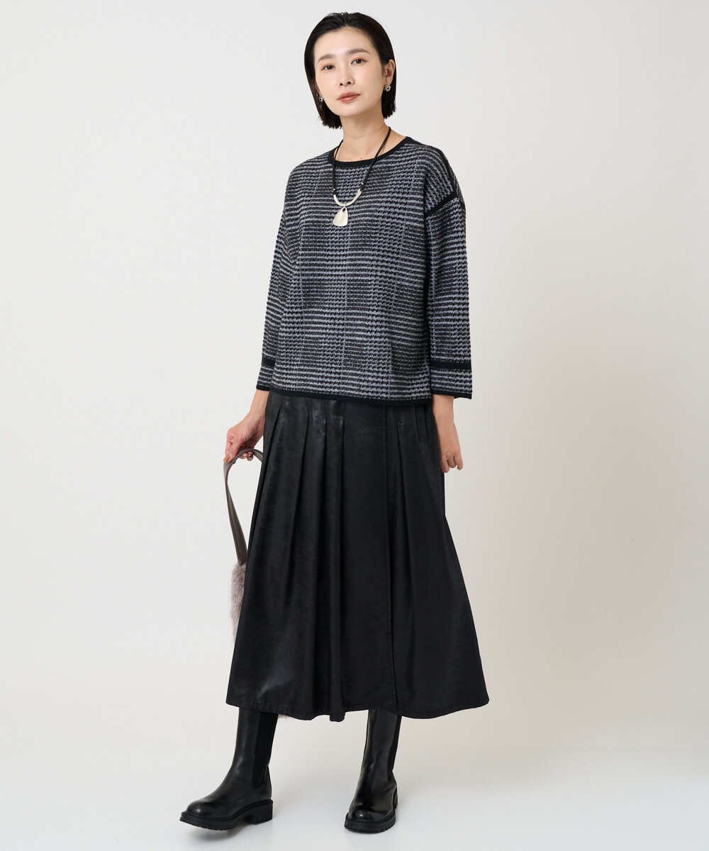 PZHAD40330 GEORGES RECH(ジョルジュ・レッシュ) フェイクレザーランダムタックスカート ブラック