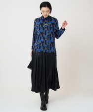 PZHAD40330 GEORGES RECH(ジョルジュ・レッシュ) フェイクレザーランダムタックスカート ブラック