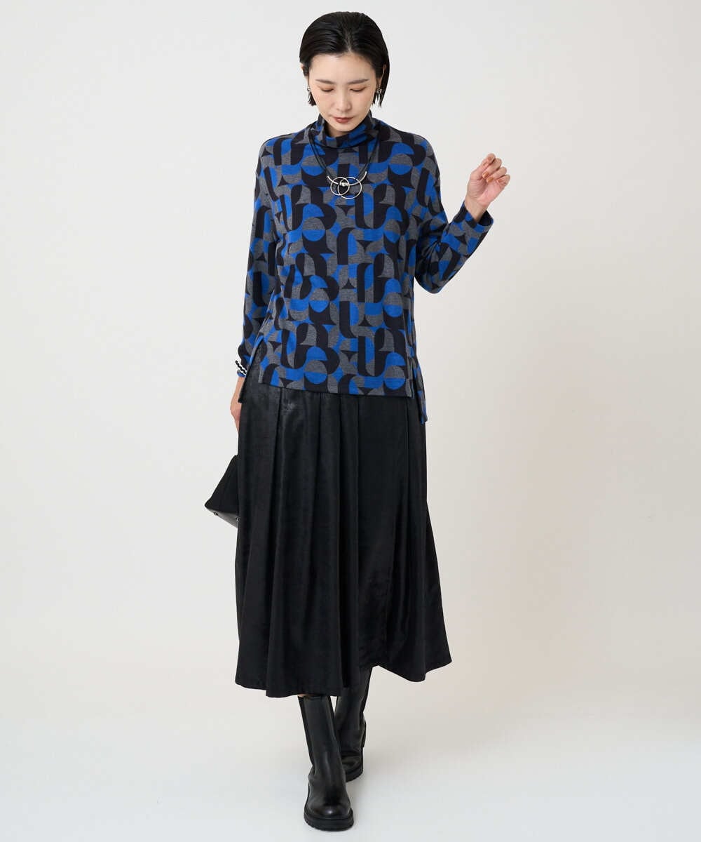 PZHAD40330 GEORGES RECH(ジョルジュ・レッシュ) フェイクレザーランダムタックスカート ブラック