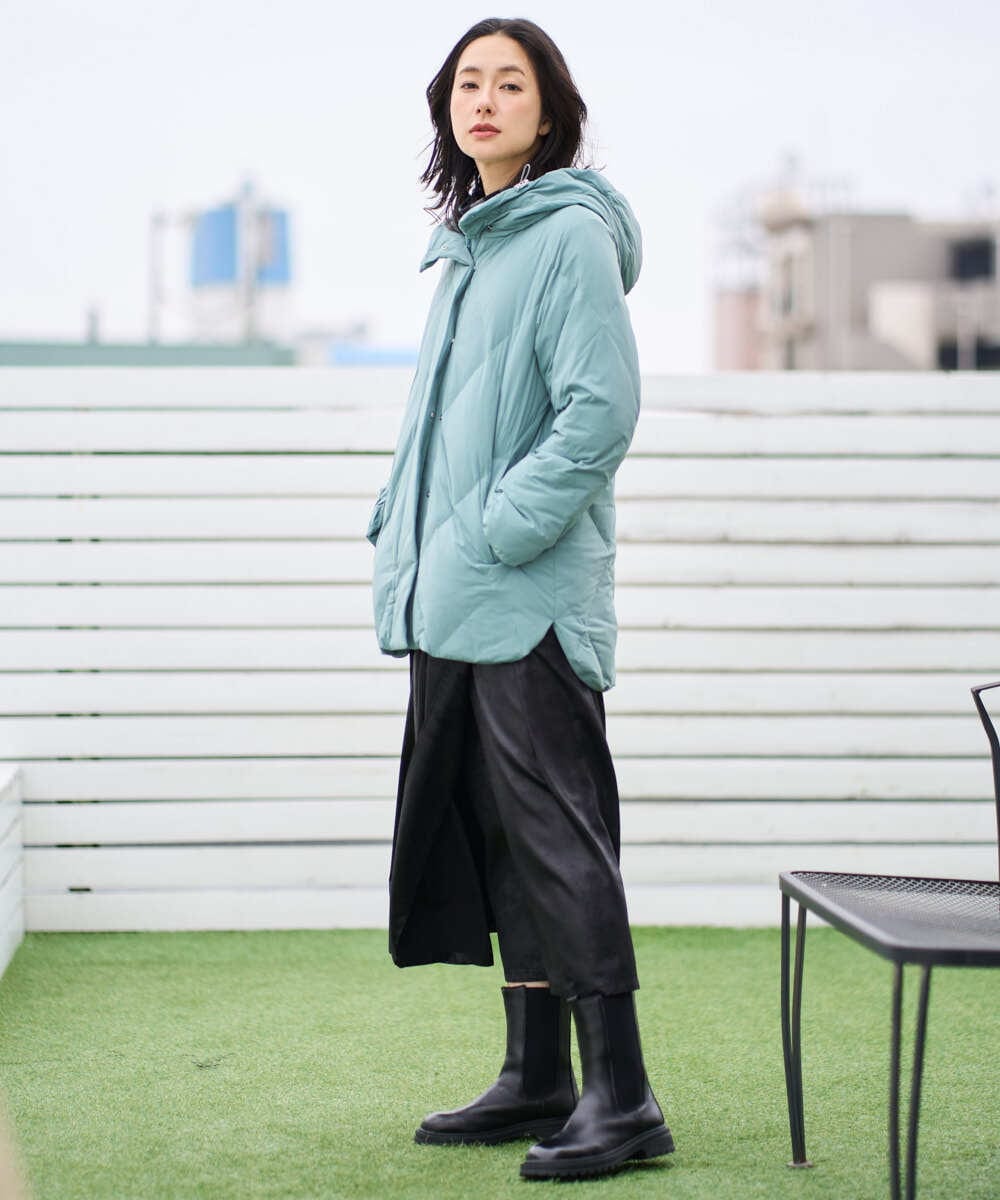 PZHAD40330 GEORGES RECH(ジョルジュ・レッシュ) フェイクレザーランダムタックスカート ブラック