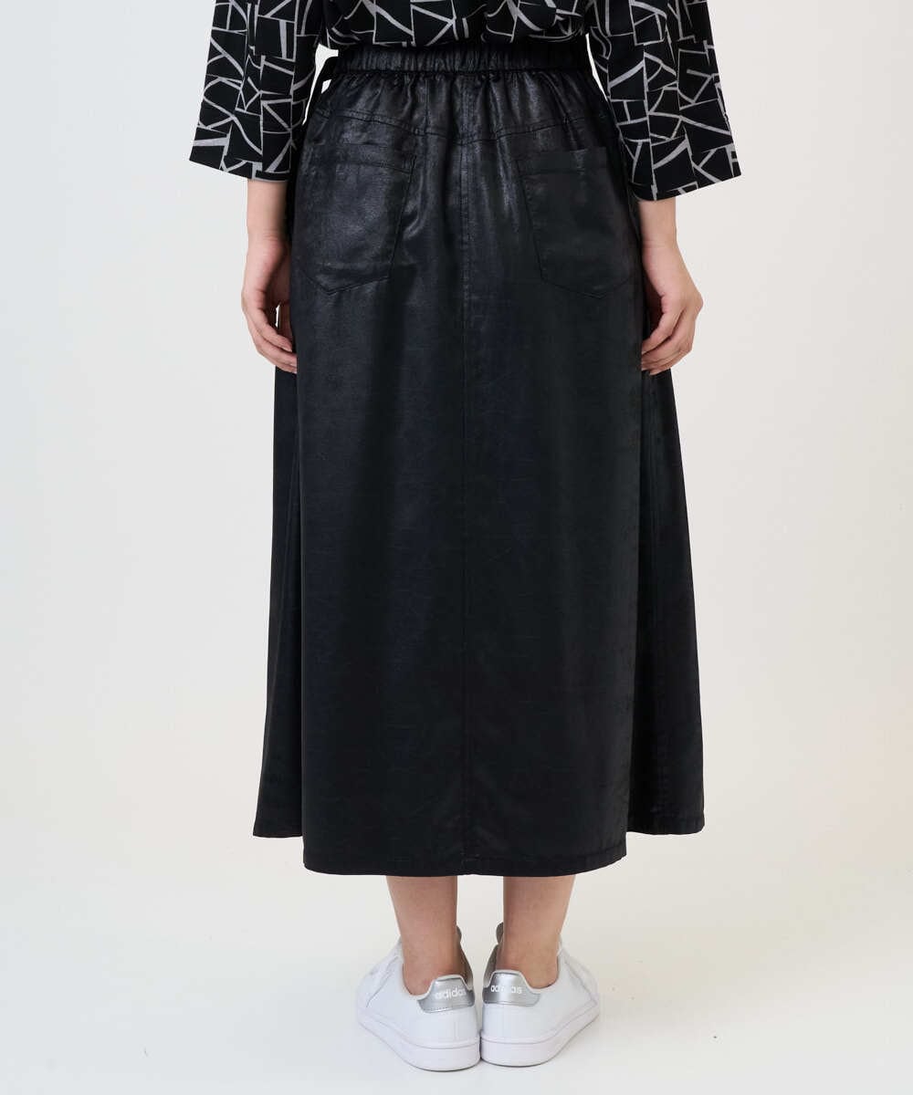 PZHAD40330 GEORGES RECH(ジョルジュ・レッシュ) フェイクレザーランダムタックスカート ブラック