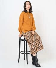 PZHAE56330 GEORGES RECH(ジョルジュ・レッシュ)  [日本製]フェザーナロータイトチェックスカート オレンジ系