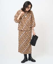 PZHAE56330 GEORGES RECH(ジョルジュ・レッシュ)  [日本製]フェザーナロータイトチェックスカート オレンジ系