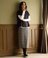 PZHAG44250 GEORGES RECH(ジョルジュ・レッシュ)  [セットアップ対応]モノトーンジャガードニットタイトスカート ブラック