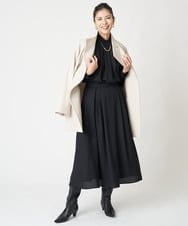PZHAX37270 GEORGES RECH(ジョルジュ・レッシュ)  [日本製/セットアップ対応]ジョーゼットタックフレアスカート ライトグレー
