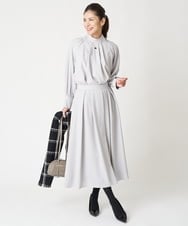 PZHAX37270 GEORGES RECH(ジョルジュ・レッシュ)  [日本製/セットアップ対応]ジョーゼットタックフレアスカート ライトグレー