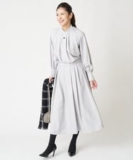 PZHAX37270 GEORGES RECH(ジョルジュ・レッシュ)  [日本製/セットアップ対応]ジョーゼットタックフレアスカート ライトグレー