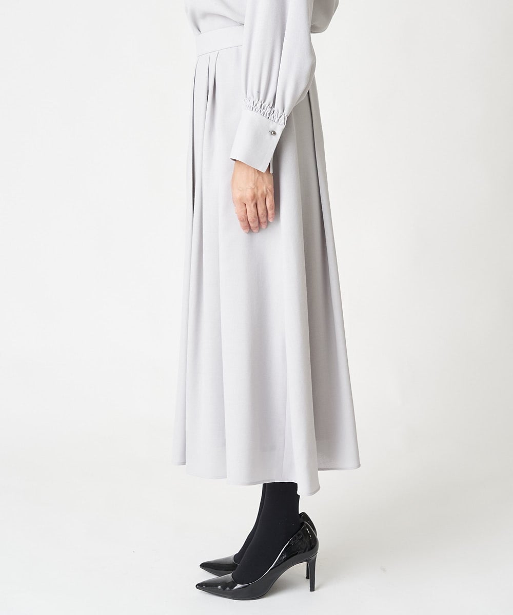 PZHAX37270 GEORGES RECH(ジョルジュ・レッシュ)  [日本製/セットアップ対応]ジョーゼットタックフレアスカート ライトグレー