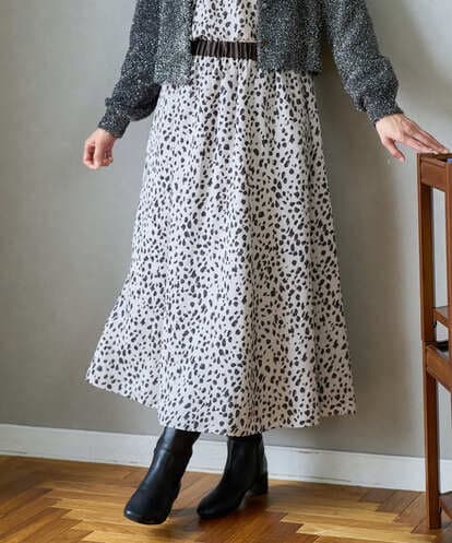 PZHCD49330 GEORGES RECH [日本製/セットアップ対応]レオパードギャザーフレアスカート