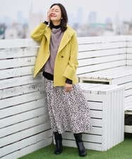 PZHCD49330 GEORGES RECH(ジョルジュ・レッシュ)  [日本製/セットアップ対応]レオパードギャザーフレアスカート ライトグレー