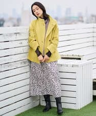 PZHCD49330 GEORGES RECH(ジョルジュ・レッシュ)  [日本製/セットアップ対応]レオパードギャザーフレアスカート ライトグレー