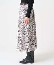 PZHCD49330 GEORGES RECH(ジョルジュ・レッシュ)  [日本製/セットアップ対応]レオパードギャザーフレアスカート ライトグレー