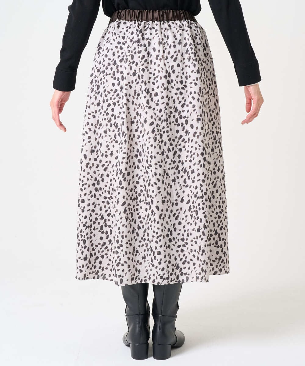 PZHCD49330 GEORGES RECH(ジョルジュ・レッシュ)  [日本製/セットアップ対応]レオパードギャザーフレアスカート ライトグレー