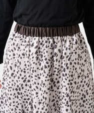 PZHCD49330 GEORGES RECH(ジョルジュ・レッシュ)  [日本製/セットアップ対応]レオパードギャザーフレアスカート ライトグレー