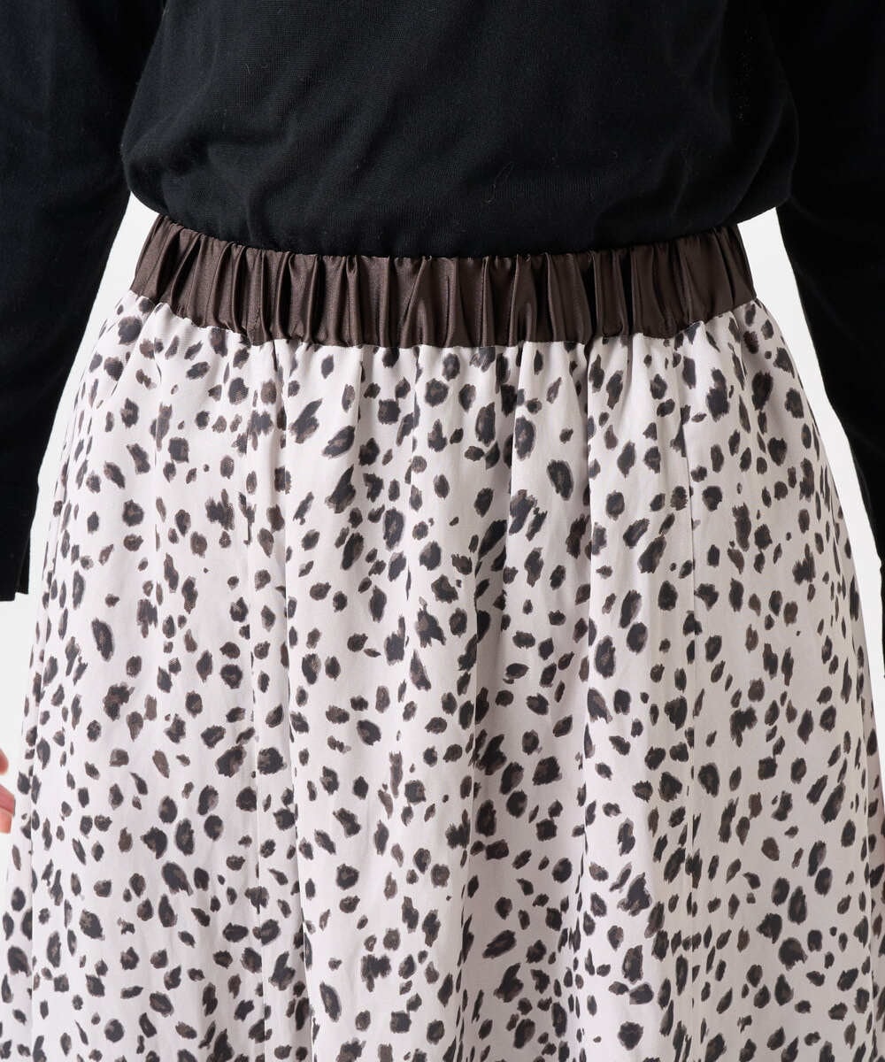 PZHCD49330 GEORGES RECH(ジョルジュ・レッシュ)  [日本製/セットアップ対応]レオパードギャザーフレアスカート ライトグレー