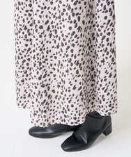 PZHCD49330 GEORGES RECH(ジョルジュ・レッシュ)  [日本製/セットアップ対応]レオパードギャザーフレアスカート ライトグレー