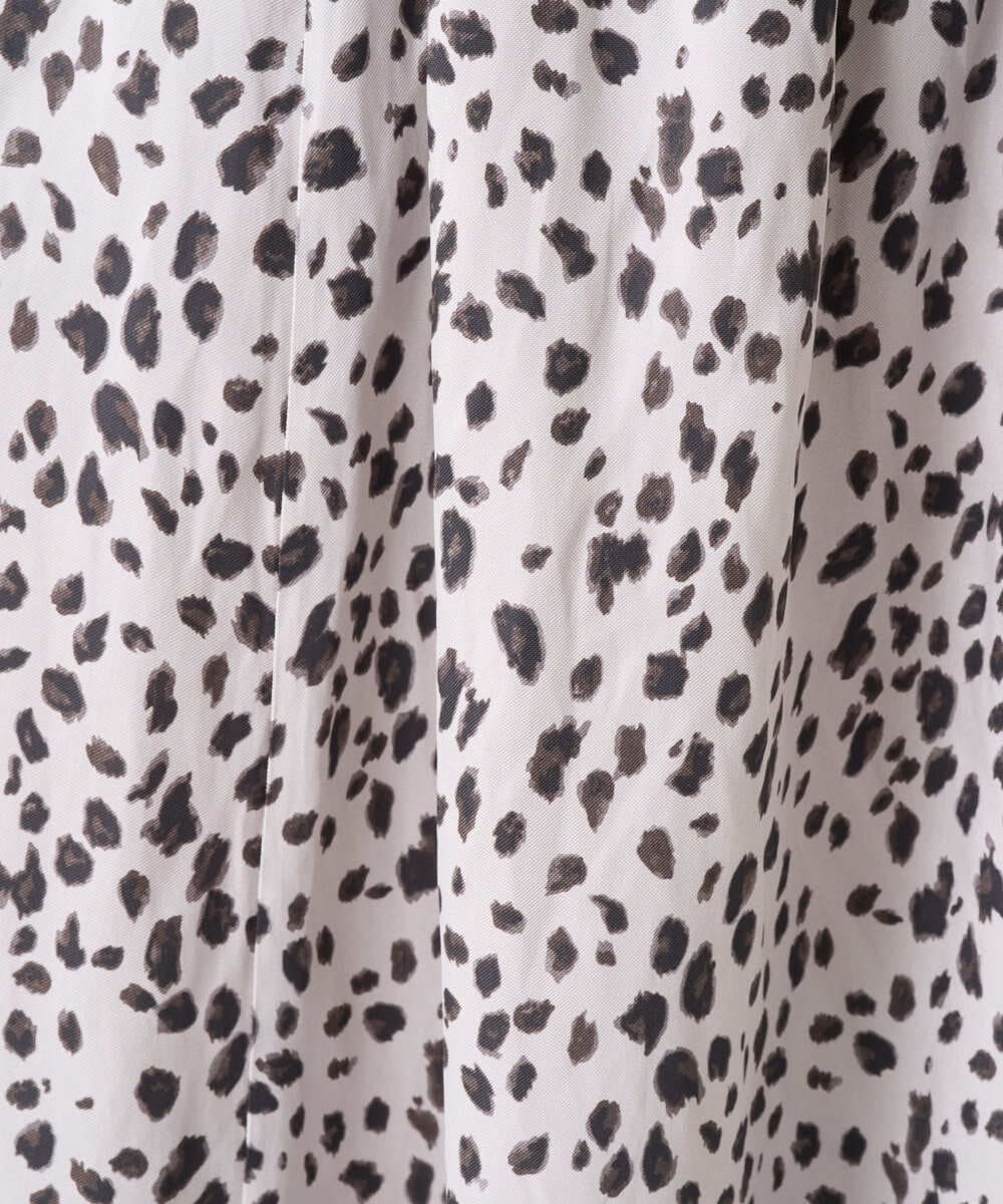 PZHCD49330 GEORGES RECH(ジョルジュ・レッシュ)  [日本製/セットアップ対応]レオパードギャザーフレアスカート ライトグレー