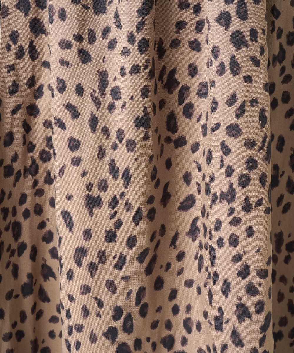 PZHCD49330 GEORGES RECH(ジョルジュ・レッシュ)  [日本製/セットアップ対応]レオパードギャザーフレアスカート ライトグレー